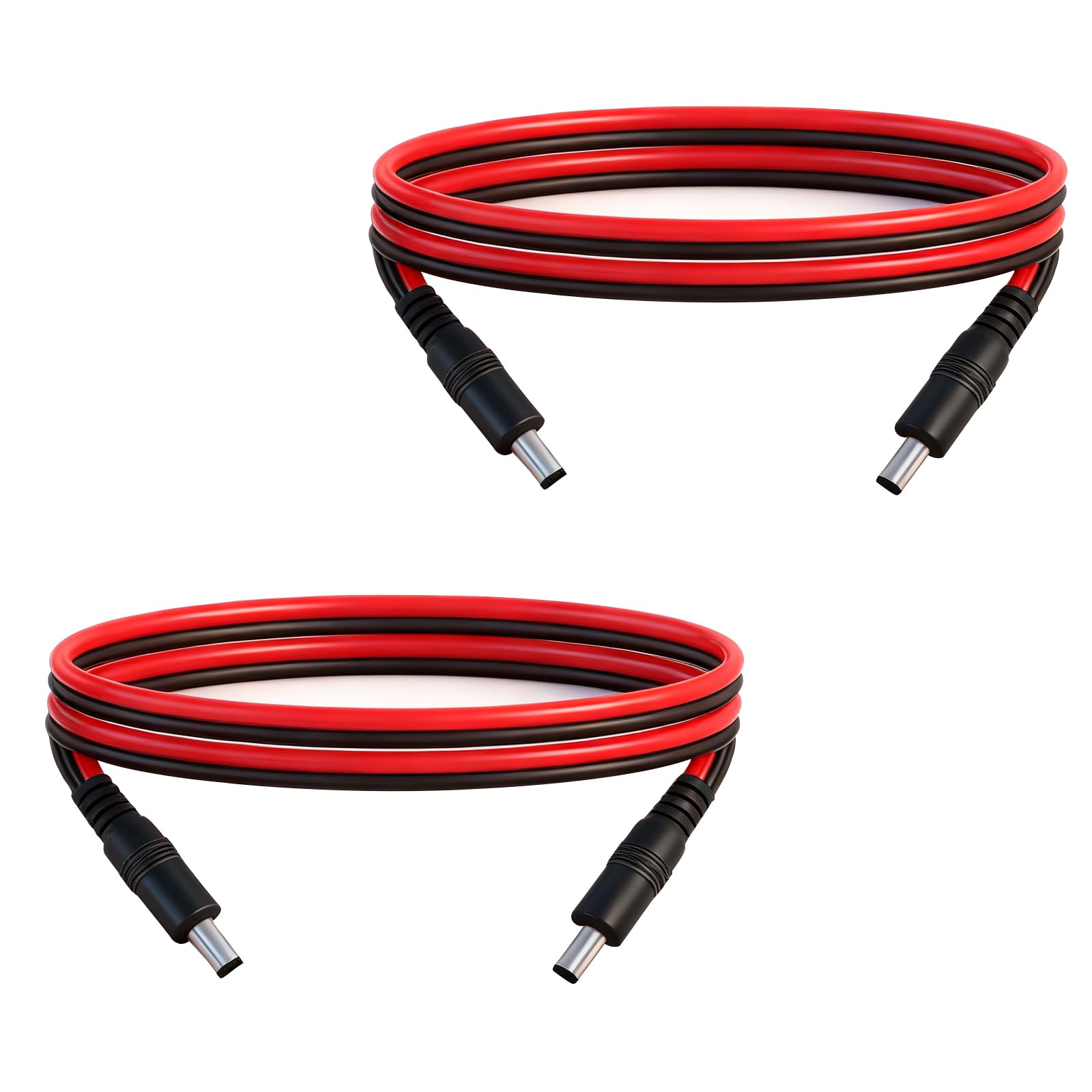 3.3FT 5.5mm x 2.1mm 14AWG Male to Male Connector Cable DC Power Extension Cord 5521 Connector for Solar Panels Outdoor Power Supply LED Strip Lights Surveillance Cameras Routers 2pcs