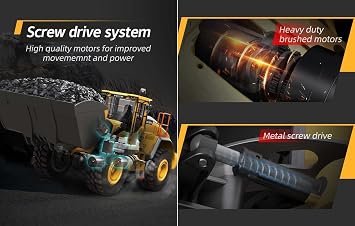 1/16 RC Loader for Adult L260H Remote Control Wheel Loader Metal Shovel & Boom 4WD 2.4G Fully Functional Heavy Duty Construction Vehicle Light Sound Dozer Front Bulldozer Engineering Truck