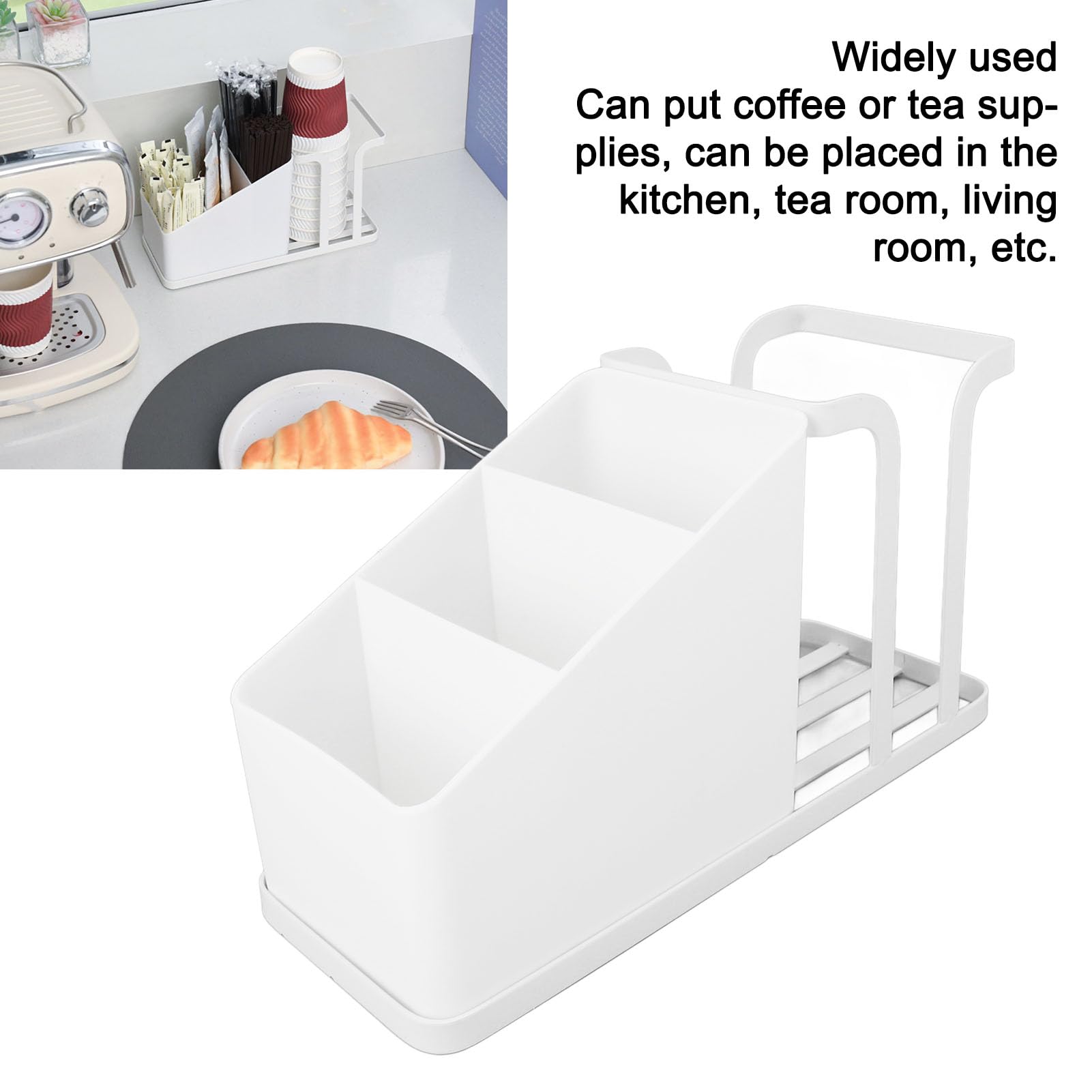 Coffee Cup Dispenser, Cup and Condiment Station Countertop Organizer Coffee Cup and Lid Holder for Countertop Coffee Bar