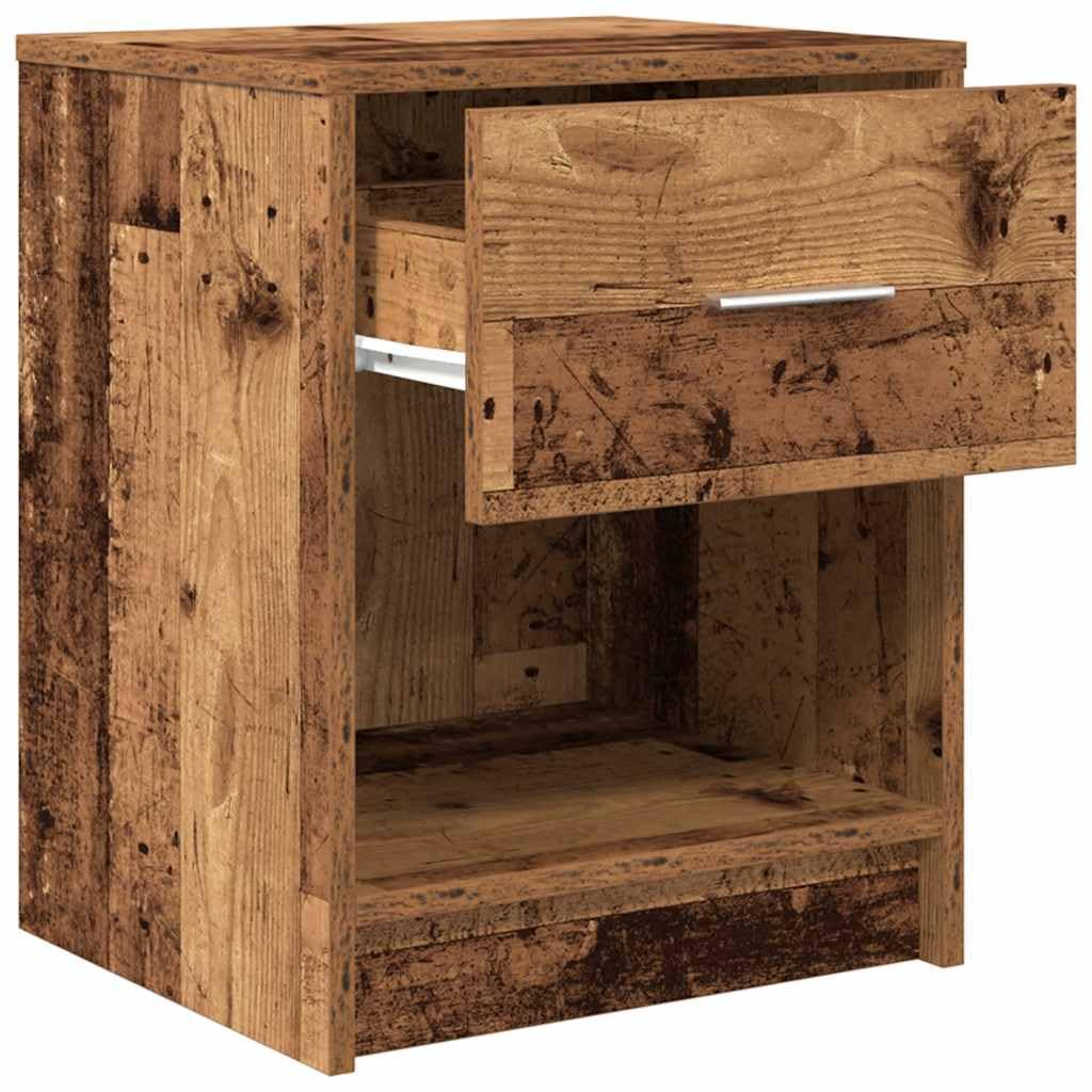 Stabiler Nachttisch aus Holzwerkstoff mit Schublade und offenem Fach für Stauraum, Feuchtigkeitsbeständig und Pflegeleicht, Ideal als Beistelltisch fürs Schlafzimmer