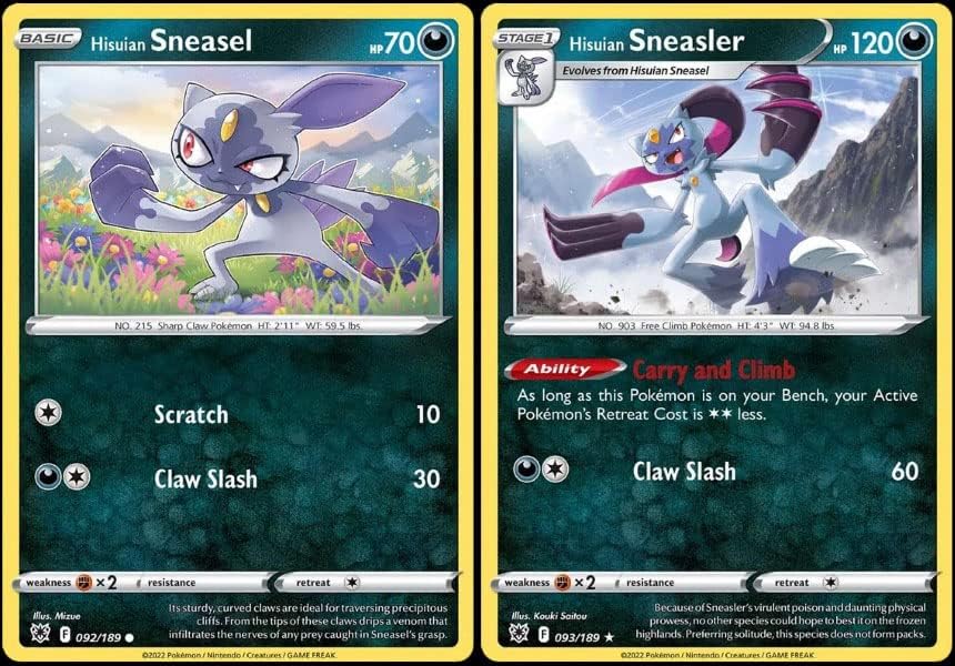 Hisuian Sneasler 093 189 - Astral Radiance - Rare Pokemon Evolution Card Lot - Hisuian Sneasel
