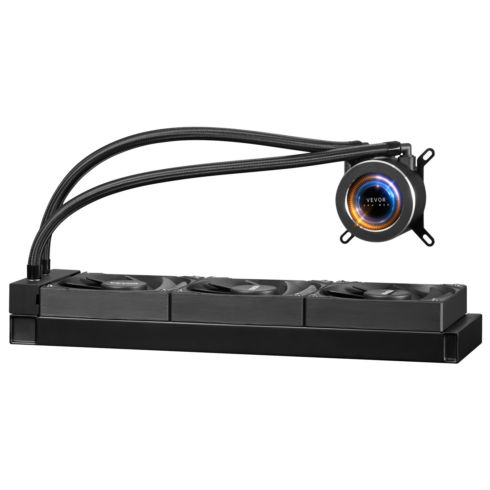 VEVOR Dissipatore di Calore a Liquido per AIO CPU, 3 Ventole PWN Raffreddamento da 120 mm e Pompa, con Display LCD da 283 x 120 x 56 mm, per Intel 115X/1366/2011/1700/1200, AMD AM4/AM5