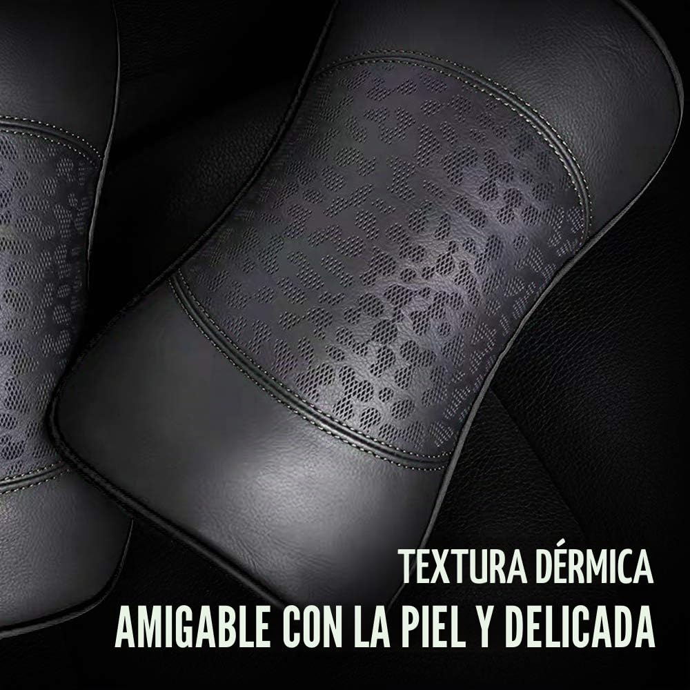 Carodi Cojín cervical de cuero para coche, cojín cervical, soporte cervical de espuma viscoelástica 100 %, cómodos asientos de coche de viaje y cojines suaves para la oficina en casa, negro, un juego