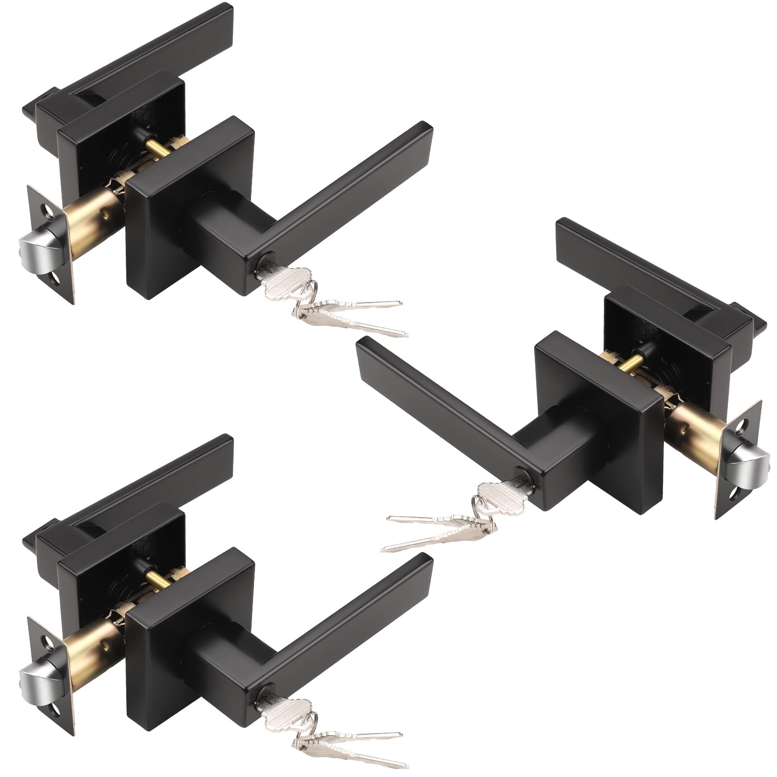 KNOBWELL Matte Black Privacy Door Knobs - Lock Included -22