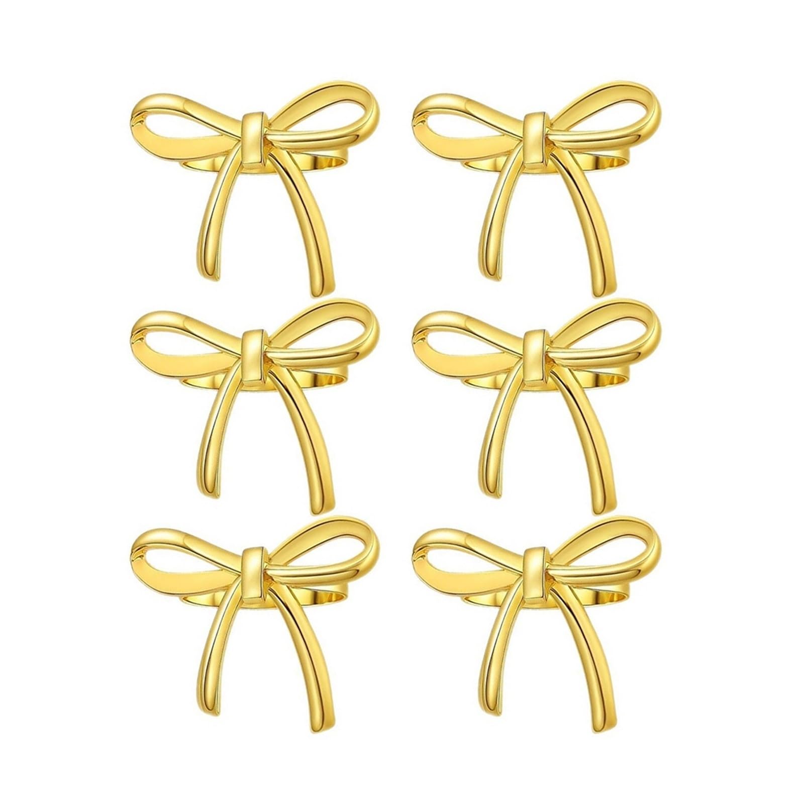 16Pcs Gold Bow Napkin Rings Metal Holders for Dinner Party Wedding Table Decor