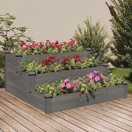 Hochbeete FüR Garten,Hochbeet Balkonhochbeet Grau 120x120x56 cm Massivholz Tannegeeignet FüR Garten, Eingang, Schlafzimmer, Wohnzimmer, Korridor, BüRo