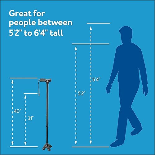 Miniatura 5 de Carex Walking Cane with Pivot Cane Tip, Soft Grip - Height Adjustable Cane with Wrist Strap - Latex Free Soft Cushion Handle, Red Cane, Walking Cane
