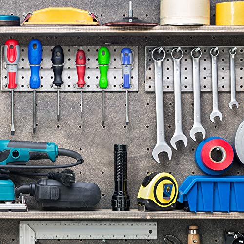 Ripeng-4-Pieces-Pegboard-Screwdriver-Holder-PegBoard-Tool-Holders-Silver-Racks-Accessories-MultiRing-Organizer-Six-Tool-Organizer-Pegboards-Pliers