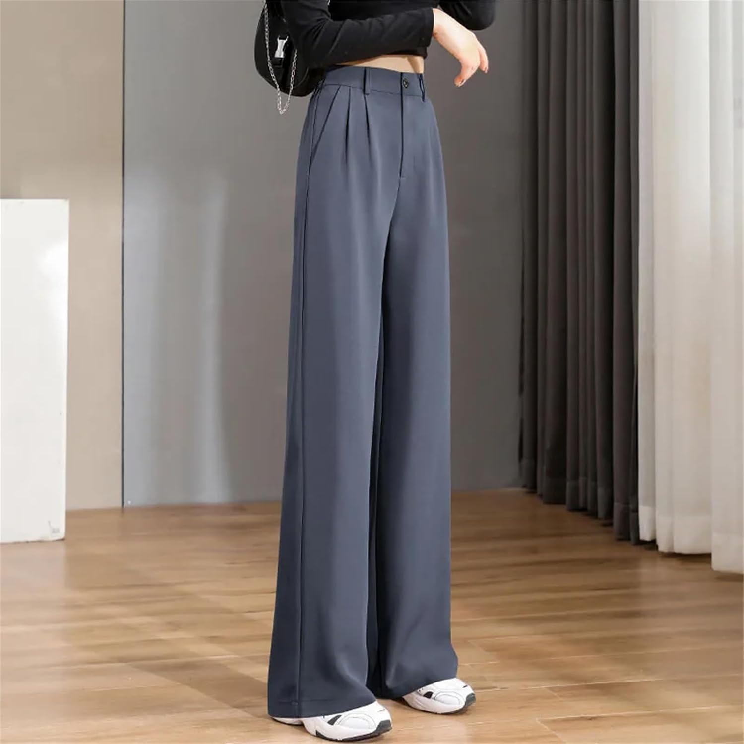 Women's Loose Spring New Waist Wide Legs Slim Casual Trousers Fashion Trend Female Suit Straight Pants
