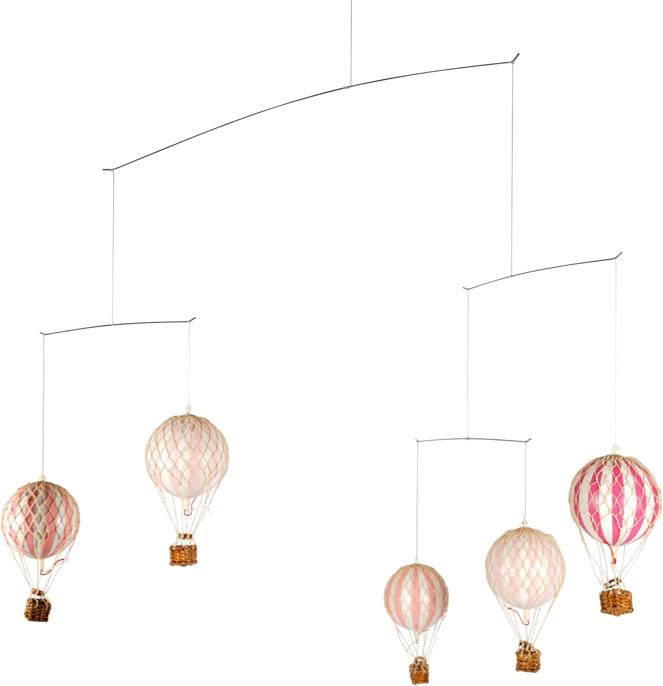 Authentic ModelsHot Air Balloon Mobile | Gender Neutral Decor | Mobile for Ceiling | Nursery Mobile | Easy to Hang and Assemble (Pink)
