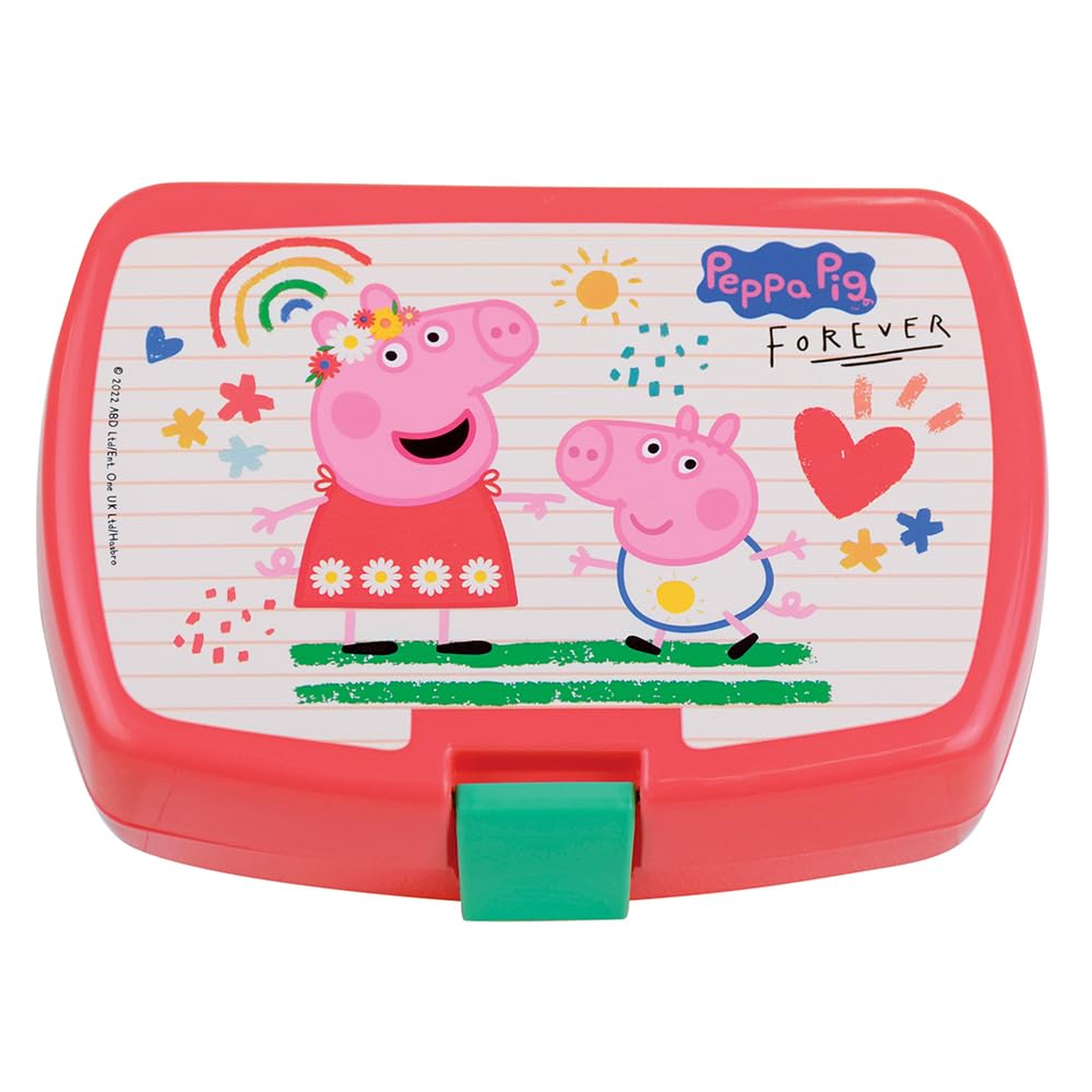 PEPPA PIG - Juego de vasos para niños con 1 asiento hueco, 16 cm de diámetro, 1 asiento de 22 cm de diámetro, 1 vaso de 220 ml, 1 cucharón de 350 ml y 1 recipiente para beber, recipiente reutilizable
