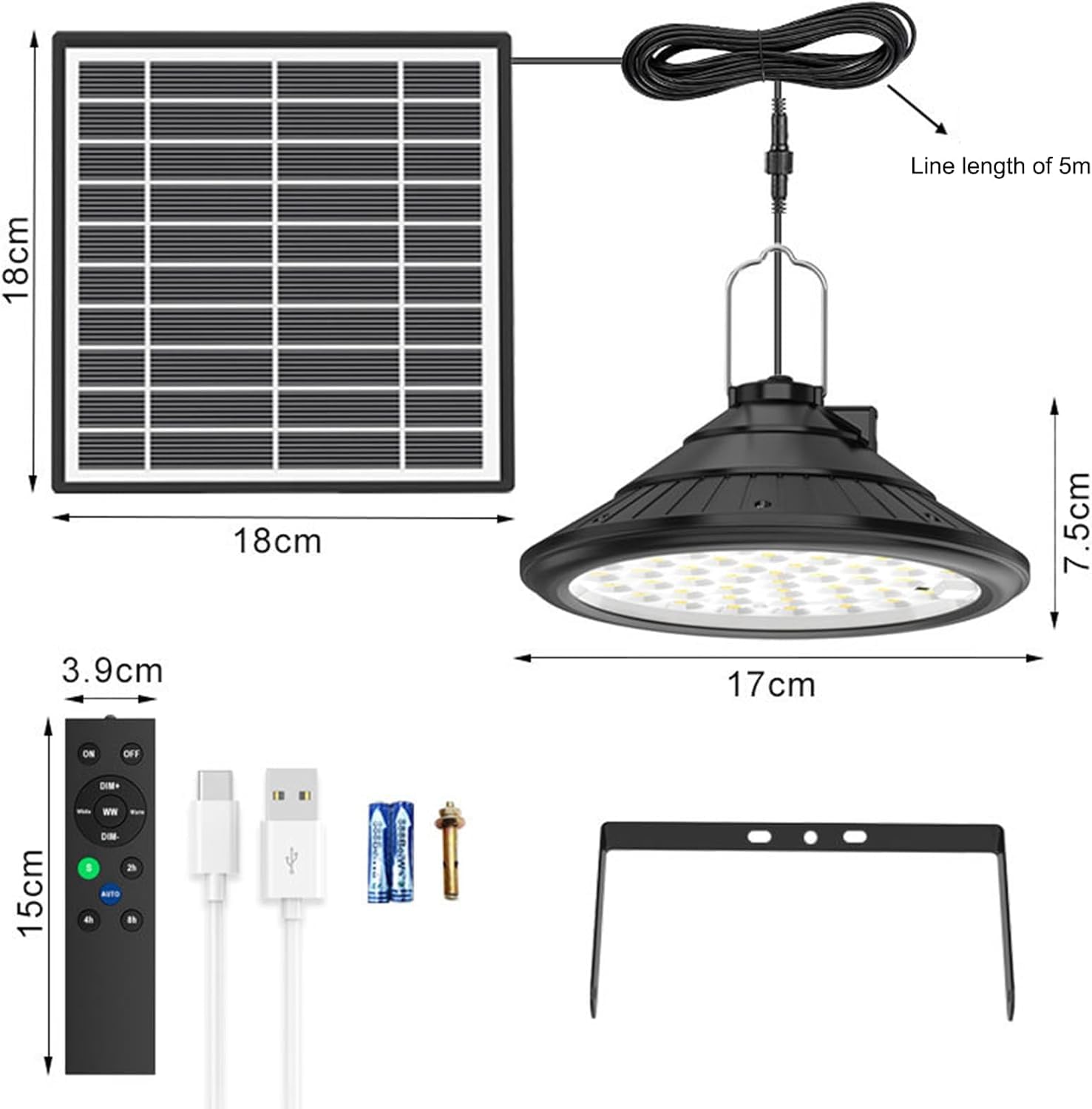 Lixada Lampade solari per interni ed esterni, IP66, impermeabili a sospensione con telecomando, 3 temperature di colore/4 modalità, lampade a LED a energia solare, per fienile, fattoria, giardino