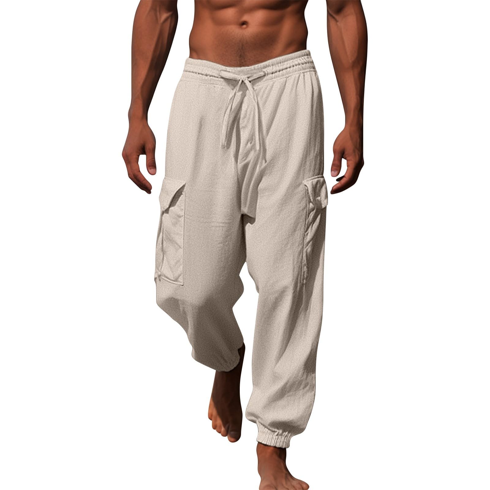 Pantaloni harem da uomo 2024 con coulisse Aladdin Hippie Harem Pantaloni in lino Yoga Spiaggia Pantaloni larghi Casual Lunghezza alla Caviglia Pantaloni Jogger Pantaloni della tuta Pantaloni