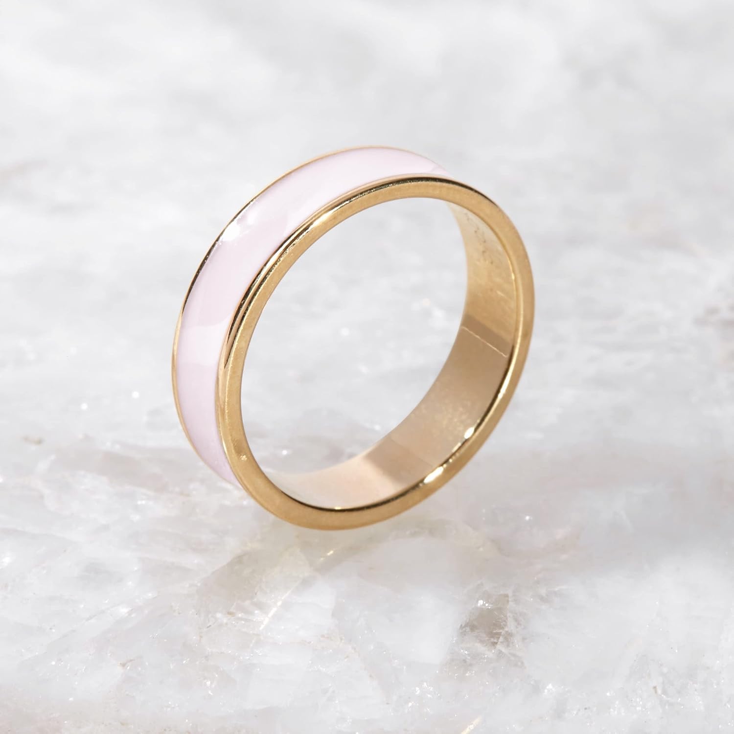 Brook & York Gold Plated Ring Set with Stackable Color Enamel and Rope Ring - Set of 2 (ring sizes 6, 7 or 8) - Gifts for Mom