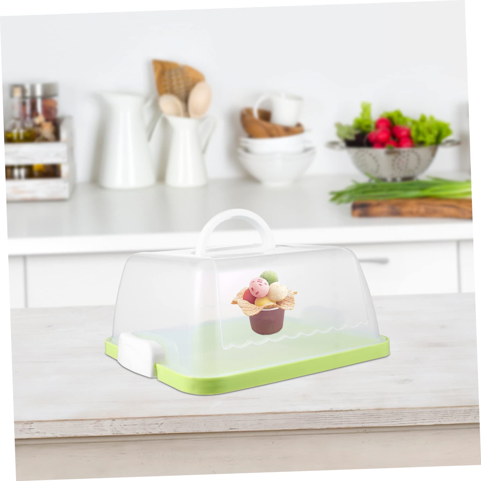 STOBAZA Portable Cake Box Cake Packaging Square Storage Box for Biscuits Organizer Lid Container