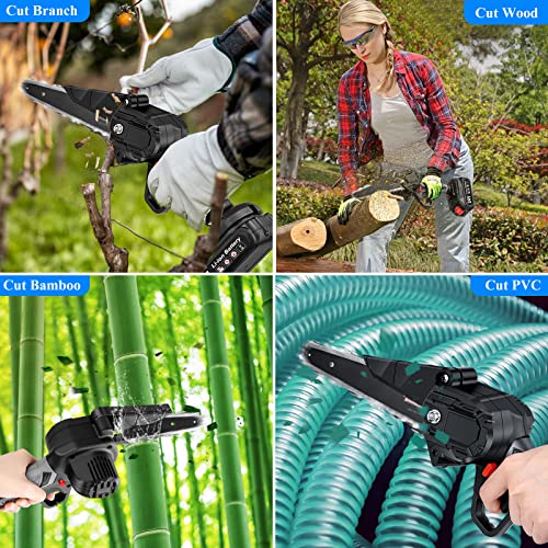 6-Inch Mini Chainsaw With Safety Lock Led Light 24V Lithium Battery Cordless Electric Chainsaw Lightweight 2 Batteries And Chains Pruning Shears Chain Saw #TOP6