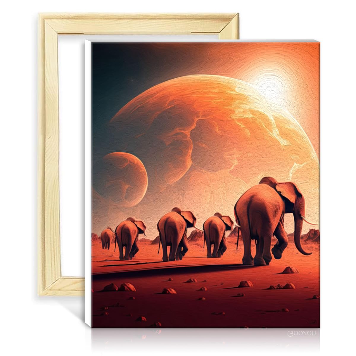 TANGFEIY Canvas Oil Painting Elephant Sunset Adult DIY Oil Painting with Brushes and Acrylic Pigment Art Paint by Number for Adults No Frame(30x40cm) โ image 1