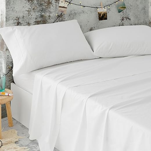 Burrito Blanco Catering Sheets | 80 cm Bed Sheet Set | Single Bed | Cotton/Polyester Bedding | Easy Iron | White Sheet Set | Available in More Sizes