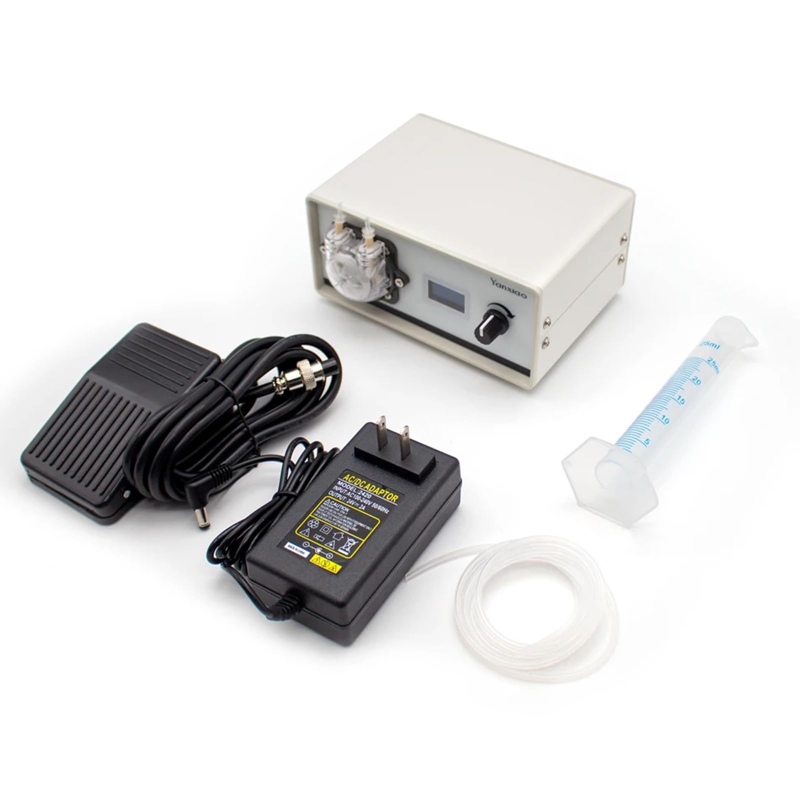 Toplionace Labor Peristaltikpumpe mit Fußpedal, Dosier Wasserpumpe, Selbstansaugende Quantitative Mini Titration Pumpe, Einstellbare Geschwindigkeit (3x5MM Rohr)