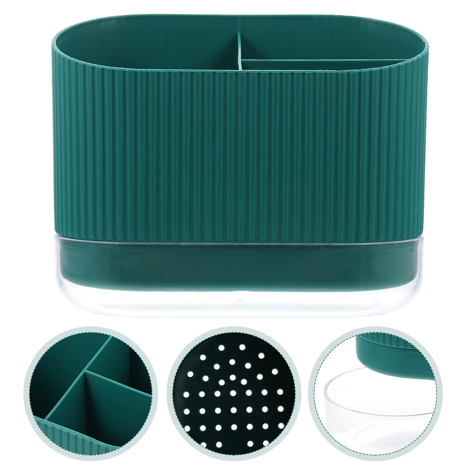Cabilock Porta Posate Drenante 6.69X5.39X3.54 Pollici Con Base Rimovibile E Scomparti Multipli Per Bacchette Cucchiaio Forchetta Organizer Compatibile Per Cucina Desktop