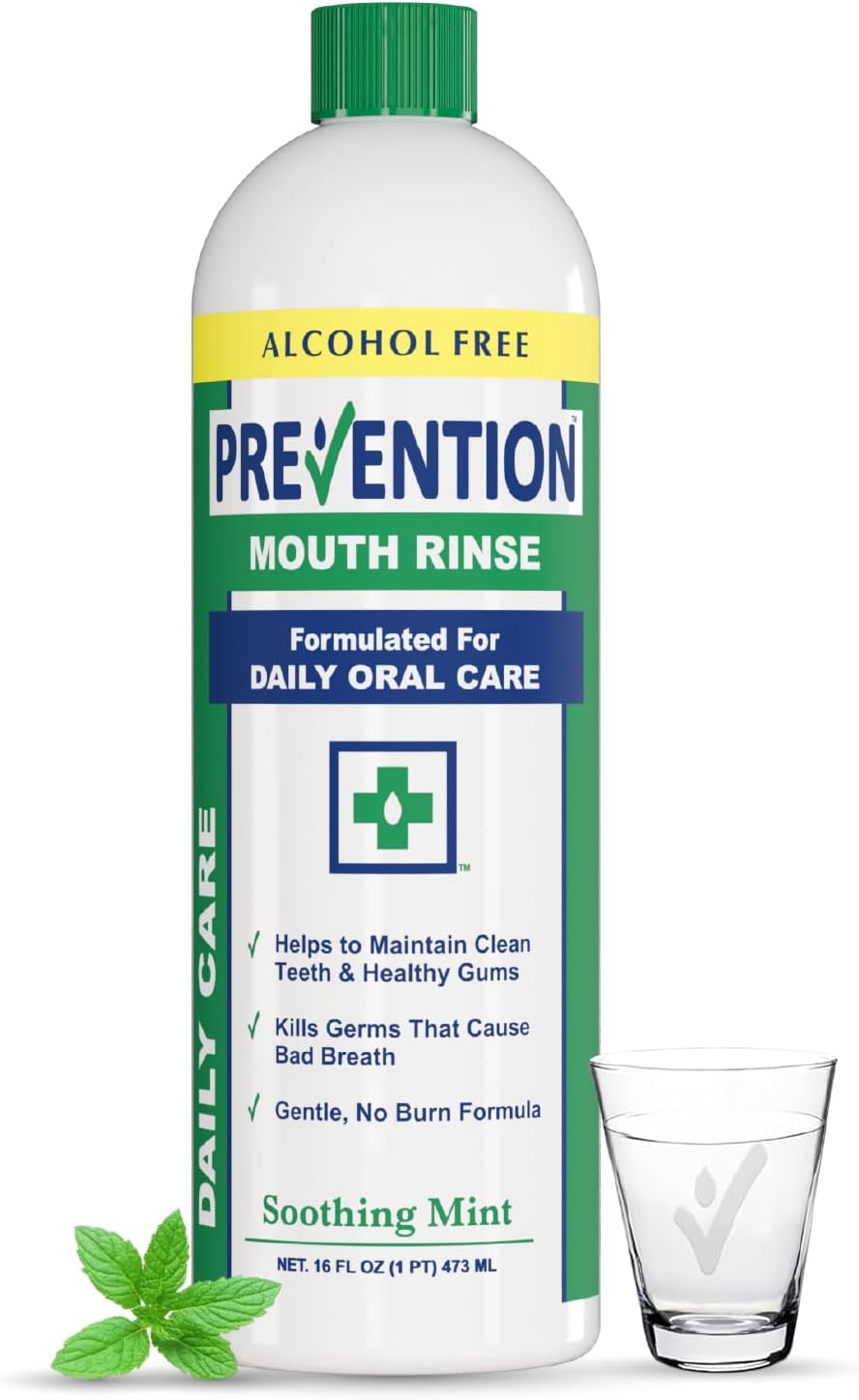 Prevention Daily Care Alcohol-Free Mouthwash, Hydrogen Peroxide Teeth Whitening with Soothing Fresh Mint for Bad Breath Treatment, Fluoride-Free Gum Care Oral Mouth Rinse 16 oz 1 Pack Soothing Mint 16 Fl Oz (Pack of 1) - Image 1 of 6
