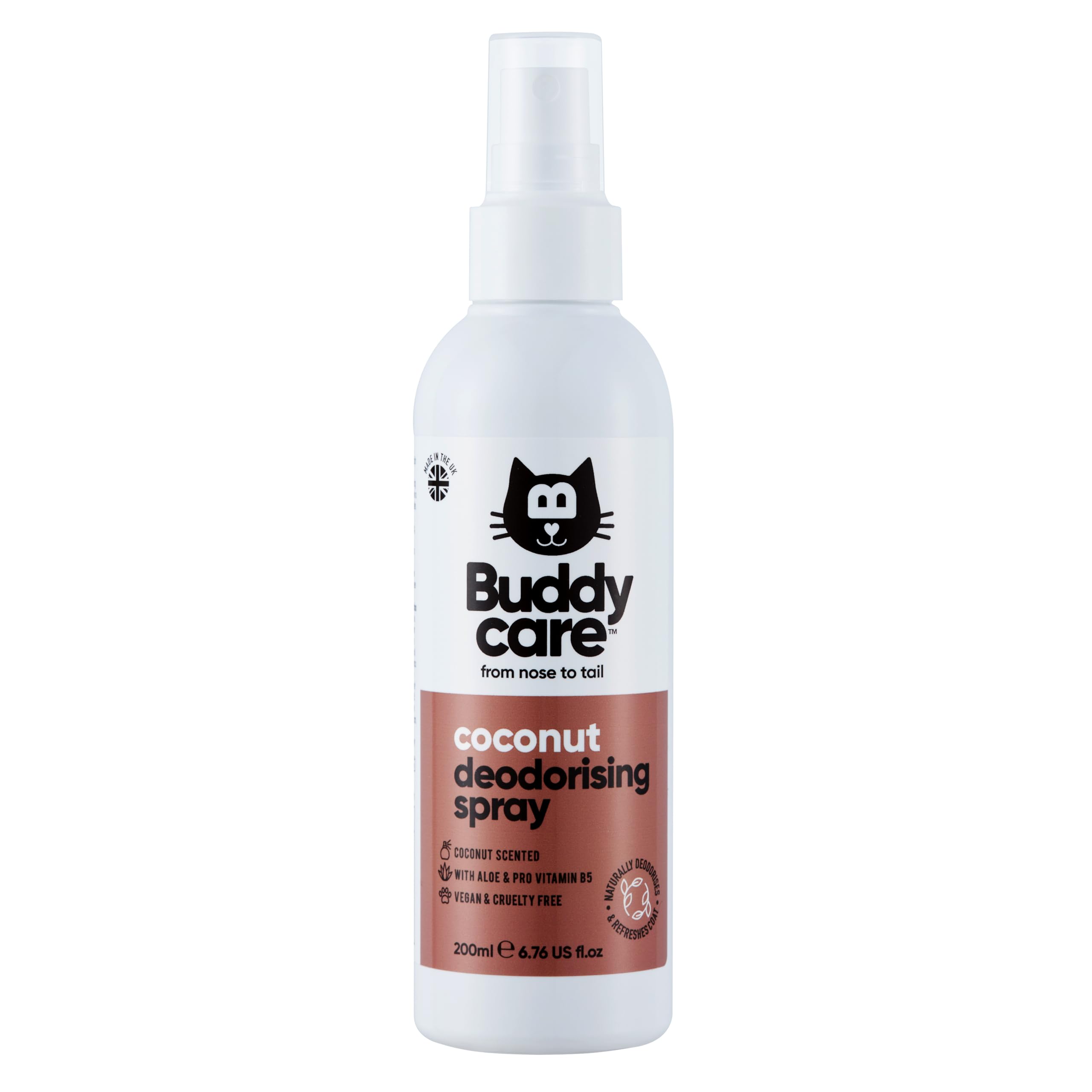 Buddycare Cat Deodorising Spray - Deodorising Spray for Cats - With Aloe Vera and Pro Vitamin B5 (Coconut, 200ml)