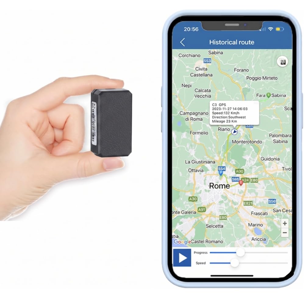 TKMARS Mini Traceur GPS Portable, Localisateur Temps Réel avec SOS, Alarme Vibrante, Géorepérage et Application, Balise GPS Antivol pour Voiture, Moto, Enfant, Senior, Chien et Bagage 4GTK901