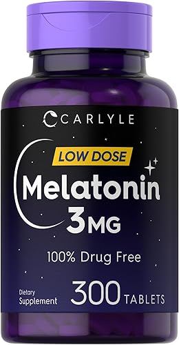Carlyle Melatonina 3 mg | 300 tabletas | Dosis baja | Sin drogas | Vegetariano, sin OMG, sin gluten