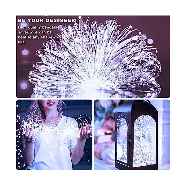 Echosari silver wire string lights fairy string lights led string lights for christmas wedding party home holiday decoration - image 3