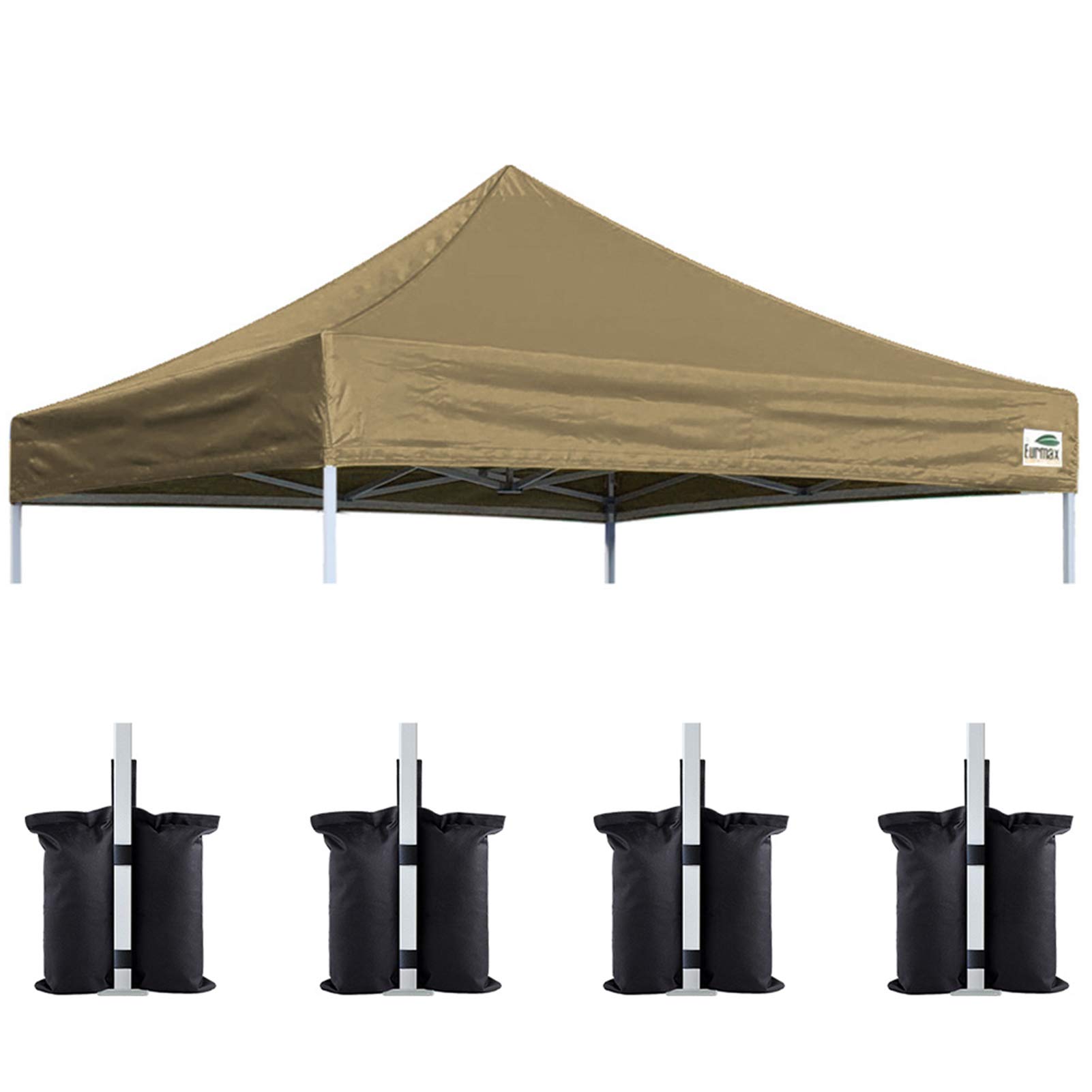Photo 1 of Eurmax USA 10x10 Pop Up Canopy Replacement Top,Universal Instant Canopy Cover ONLY,Heavy Duty UPF 50+ UV Protection,Water & Wind Resistant Tarp,30+ Colors Available,Bonus 4 Sand Bags (Khaki)