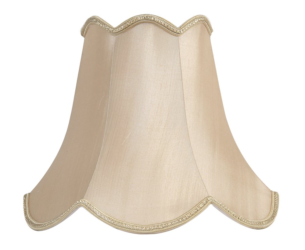 Lampshade Beige 12"" Scallopped Sand Faux Silk 300mm Oaks Lighting S701/12 SA