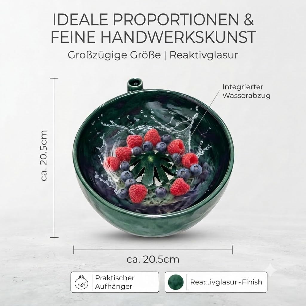 Obst Waschschale Beeren Waschschüssel Ceramic Berry Washing Bowl Fruit Washer Berry Bowl Obst Waschen Schüssel Selbstdrehende For Heidelbeeren Erdbeeren Tomaten Weintrauben， Milk coffee