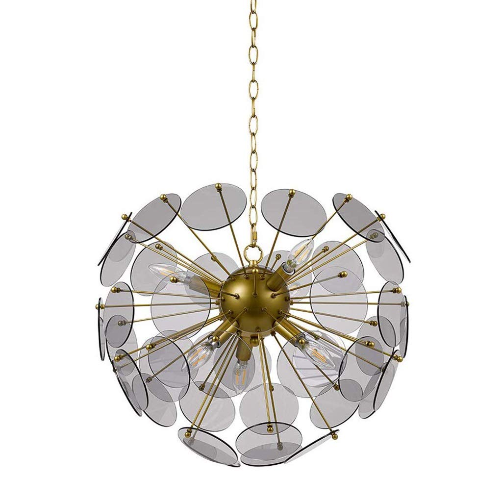 Lustre moderne en verre fumé pour éclairer un salon sombre sans éblouir avec 6 LED