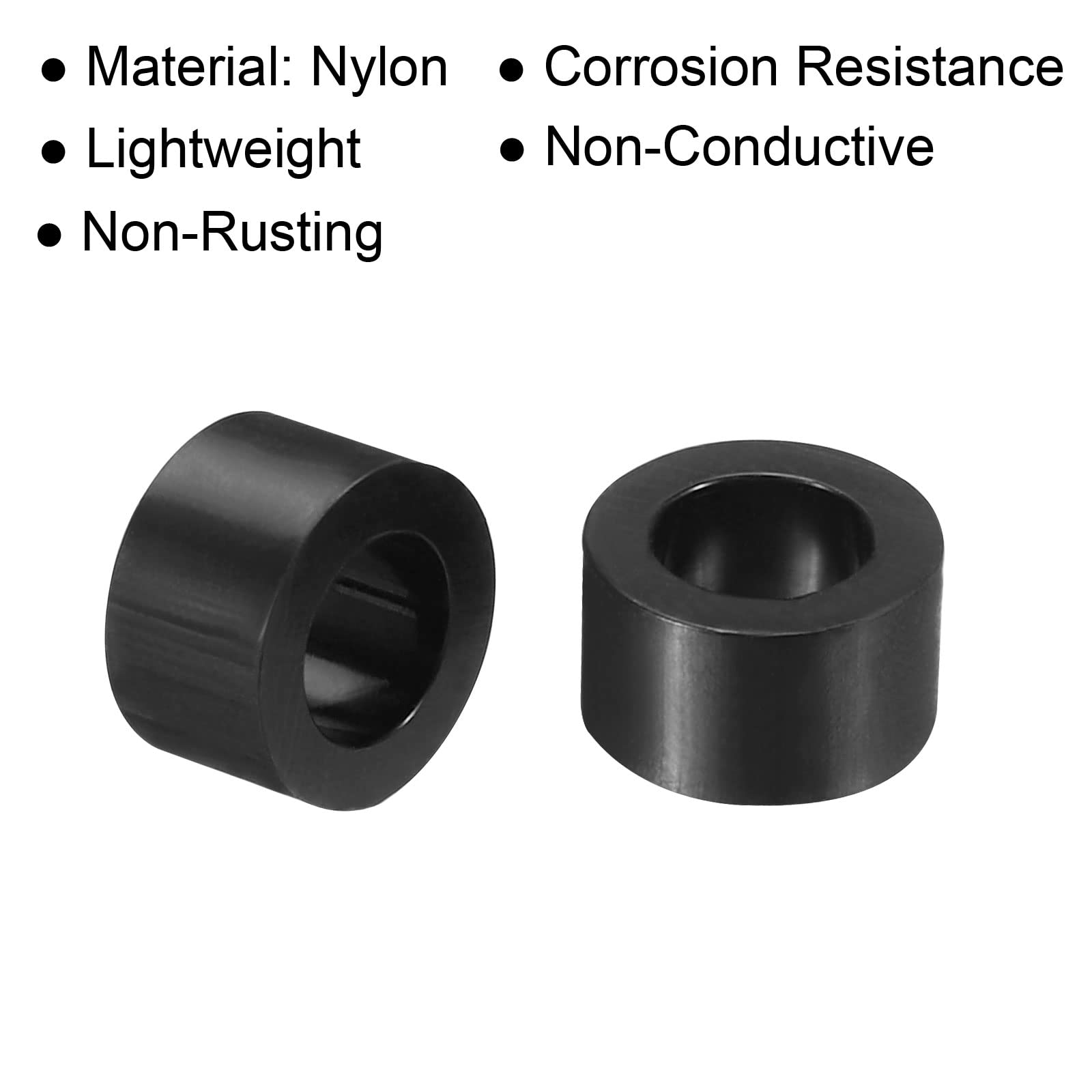 PATIKIL Tondo Distanziatore Rondella, 200pz Nylon 4.2mm ID x 7mm OD x 4mm L per M4 Viti Blocco 3D Stampante TV Parete Montaggio Elettrico Presa, Nero