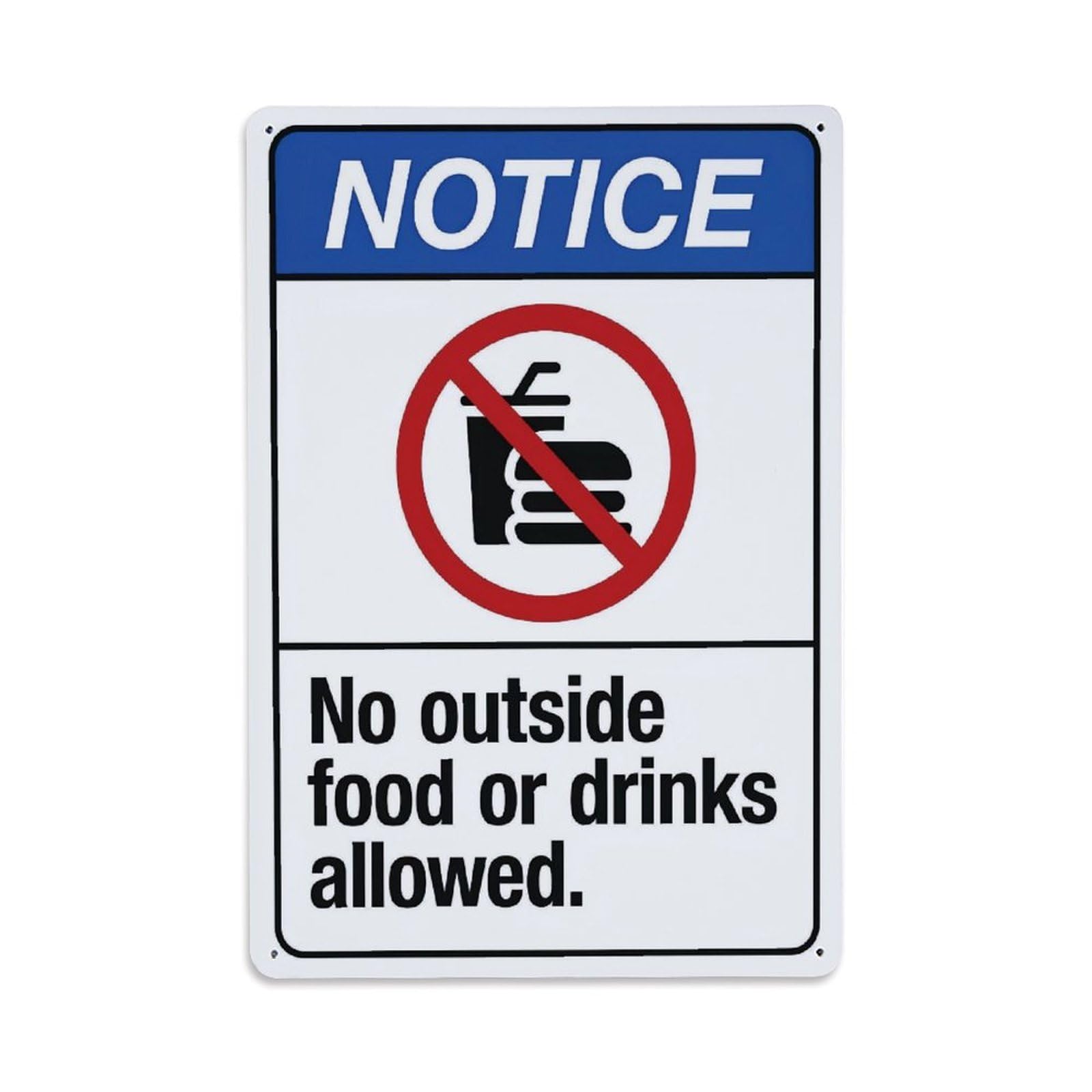 Ldfuieksufg Style No Outside Food Or Drinks Warning Notice Sign Vintage Aluminium Metal Sign, Retro Wall Decor For Home, Bar, Garage & Farmhouse 30X20cm