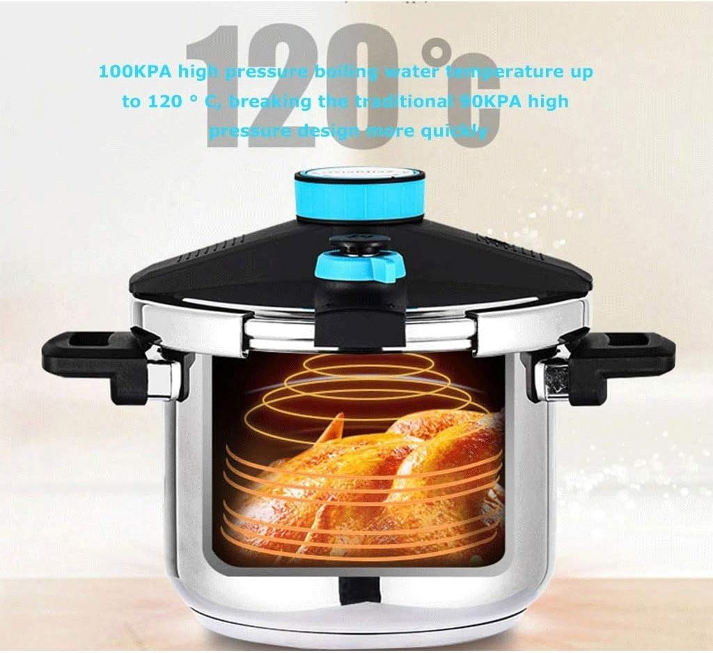 Stainless Steel Pressure Cooker，Adjustable Limiting Valve, hand Operated Switch, Polished, Boiled/steamed/fried/stewed(Blue,4L)
