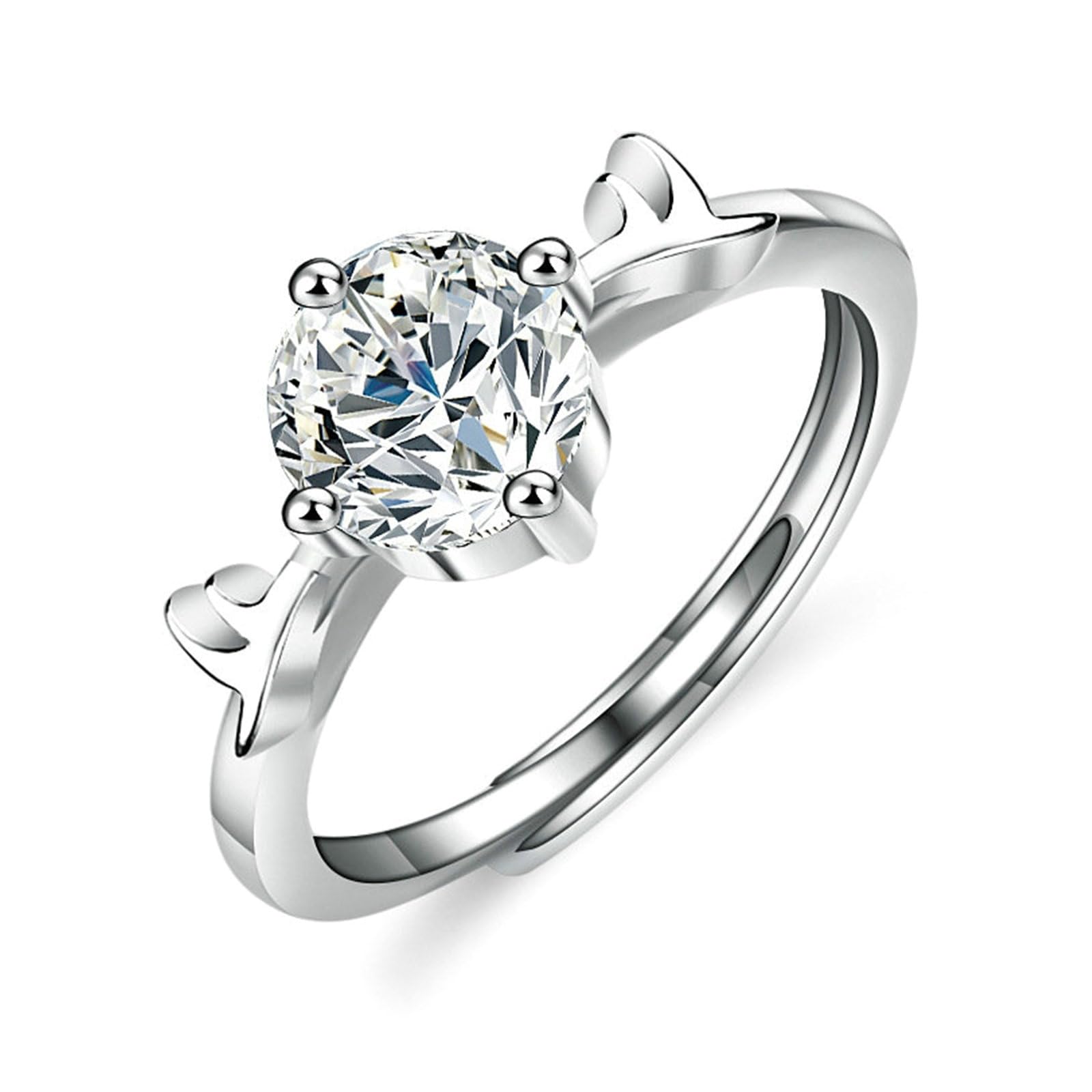 Anillo de boda de oro con moissanite 1ct, anillo de boda de oro auténtico solitario de oro blanco para mujer