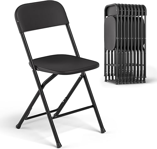 Miniatura 36 de Magshion Sillas plegables de plástico, paquete de 10 sillas de comedor plegables blancas para bodas, fiestas, eventos, exteriores, interiores, silla