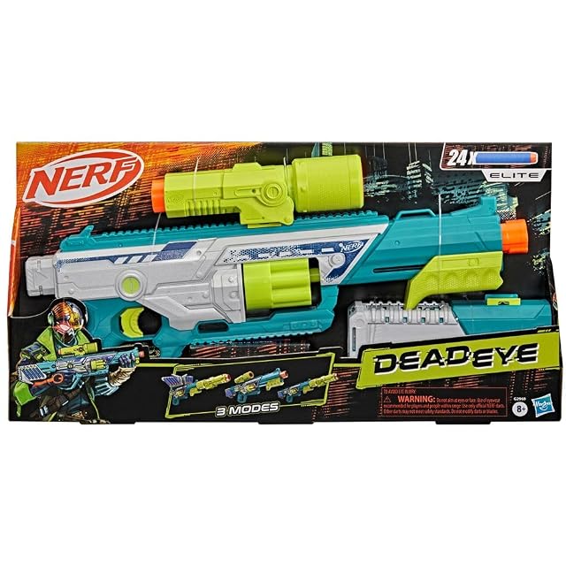 Nerf Rebel Ops, Deadeye, Lanzador de 24 Dardos de Espuma Elite, Culata-Escudo y cañón-mira
