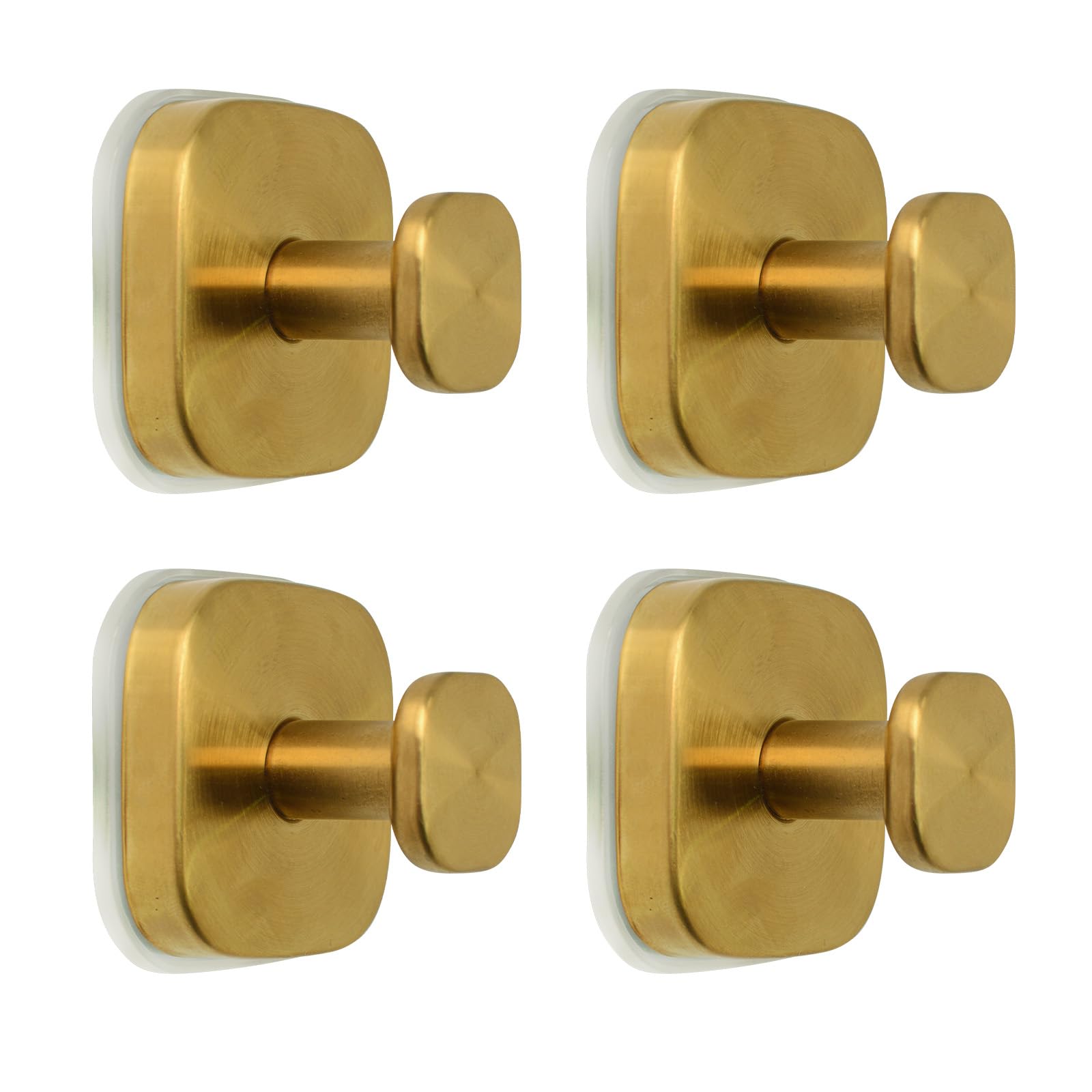 INCREWAY 4PCS Golden Square Suction Cup Hooks, No-Drill Hooks Plastic Waterproof Hanger for Bathroom Living Room, Kitchen
