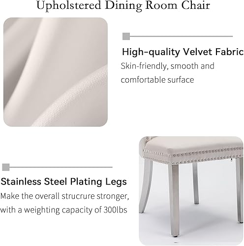 Miniatura 9 de Juego de mesa de comedor redonda de 47 pulgadas para 4, mesa de cocina de mármol sintético blanco circular con 4 sillas de comedor tapizadas de Mesa