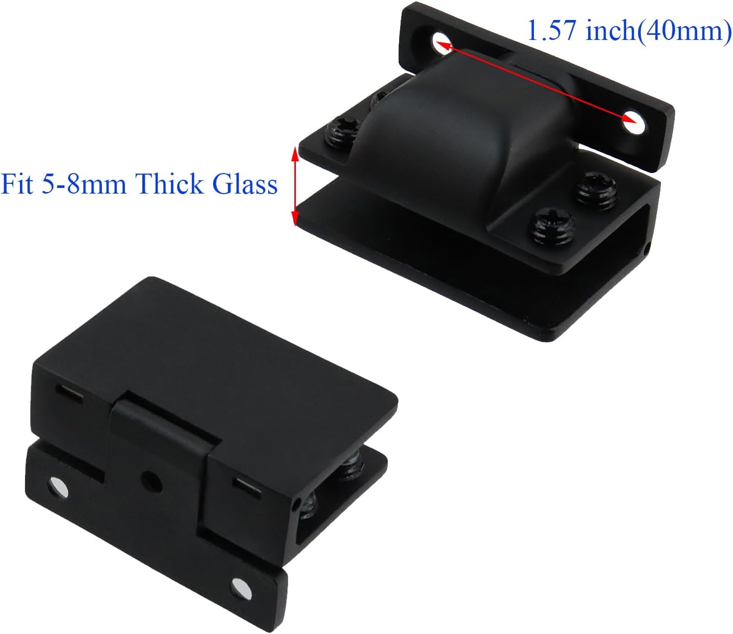 Antrader Glass Door Hinges, Stainless Steel Hydraulic Hinges with Magnetic Latch for Cabinets, Wine Cabinet Clamps Display Gate Hinges for 5-8mm Glass, Matte Black-2pcs