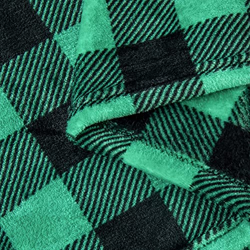 Image of BEDELITE Plaid Fleece Throw Blanket for Couch, Green & Black Checkered Flannel Blanket, Cozy & Soft Buffalo Plaid Decor Blanket for Women, Men, 50 inchx60 inch