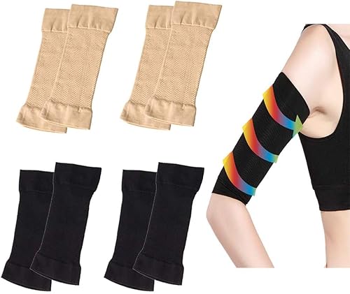 4 pares de brazos que adelgaza el moldeador manga de compresión de brazo para mujer pérdida de peso superior del brazo ayuda a tonificar la forma de