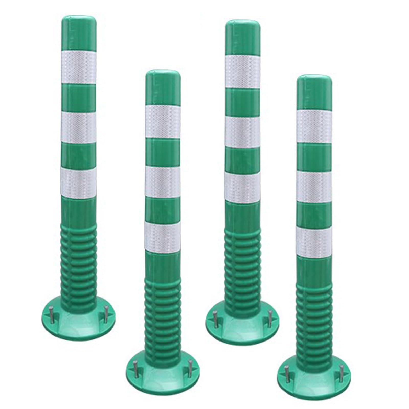 IUokLU Driveway Barrier Traffic Barricade - 18" & 30" Flexible PU Plastic Cones（Green-4 Pack/30in）