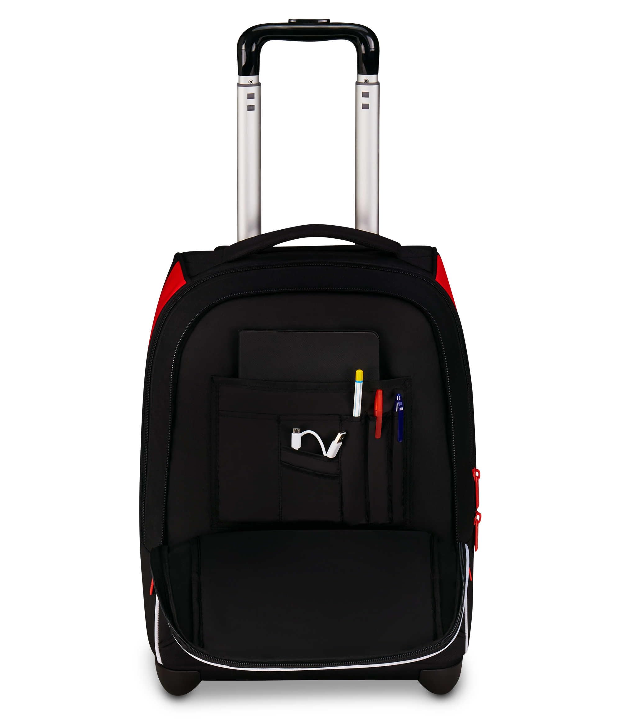 Seven Milan Big Trolley Scuola Fisso, Rosso e Nero, Squadra Calcio, 2 in 1, Doppio Uso, Trolley e Zaino, Scuola Elementare, Bambino