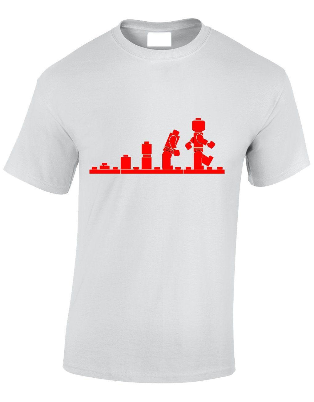 Crown Designs Men's White Evolution Of Bricks Cool Funky Geek Nerd For & Teenagers T-Shirts Tops - /Small