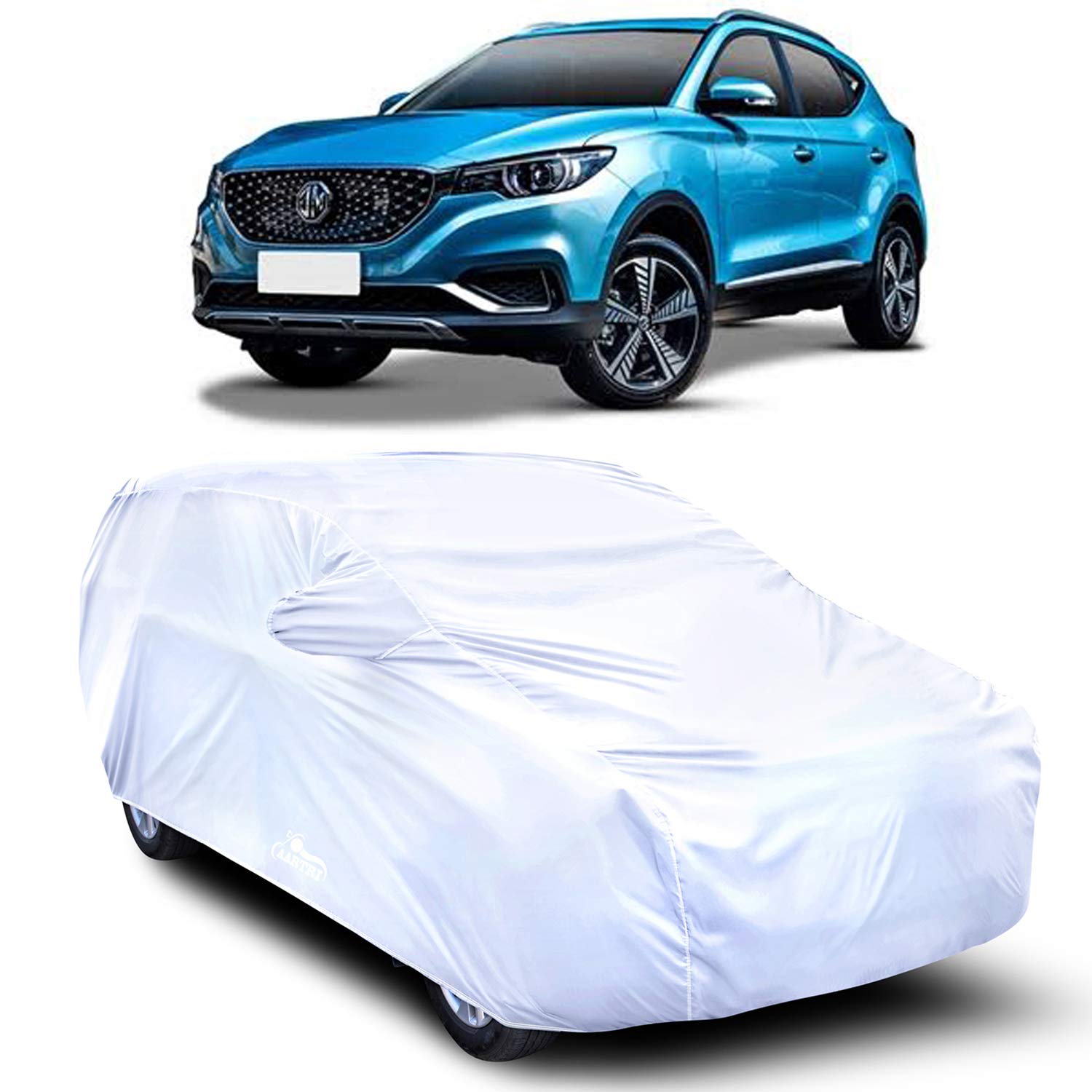 MADAFIYA Royals Choice All Weather Car Cover for MG Ezs (2020 to 2023) Dustproof,Water Resistant, Snowproof UV Protection Windproof Outdoor Full car Cover, Triple Stitched Elastic Grip - Silver