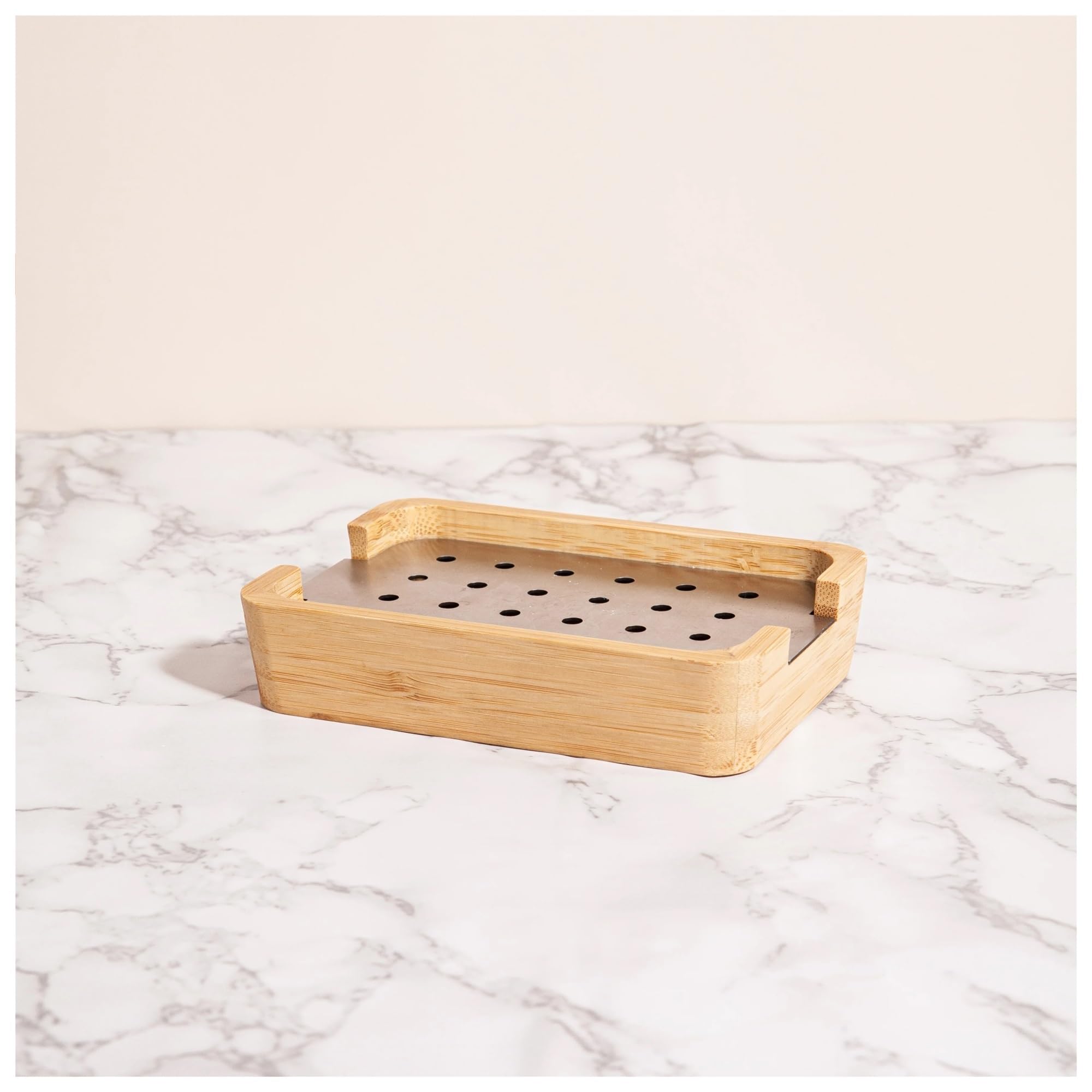 Set Di Accessori Da Bagno In Legno Bambù Dispenser Sapone Bicchiere Portasapone per piani d'appoggio del bagno(Toilet-brush Holder)