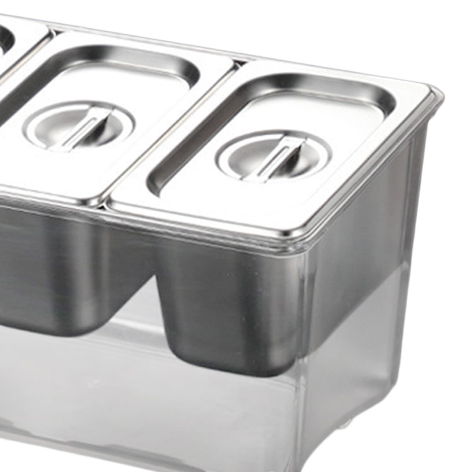 Contenitore per Condimenti, Dispenser per Spezie con Scomparti Inserto Rimovibile in Acciaio Inox E Policarbonato, Ideale per R, 3 Scomparti